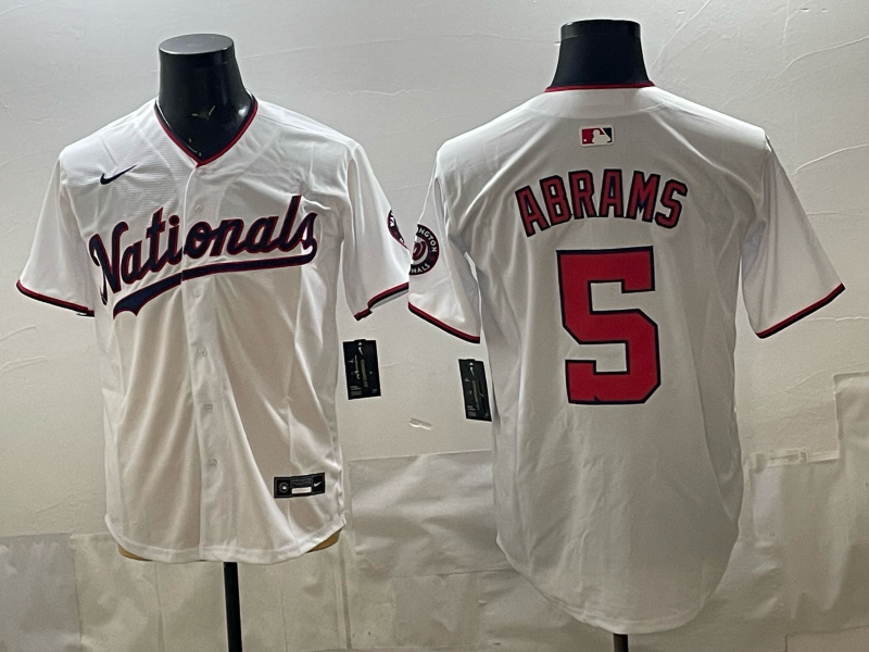 Men 2026 Washington Nationals #5 Abrams white Nike jersey 0408002